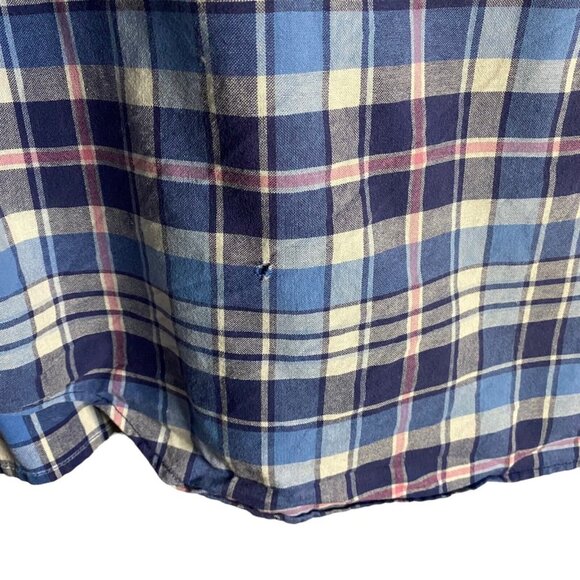 American Eagle Men's Blue Plaid Button-Down Classic Shirt - Picture 9 of 9